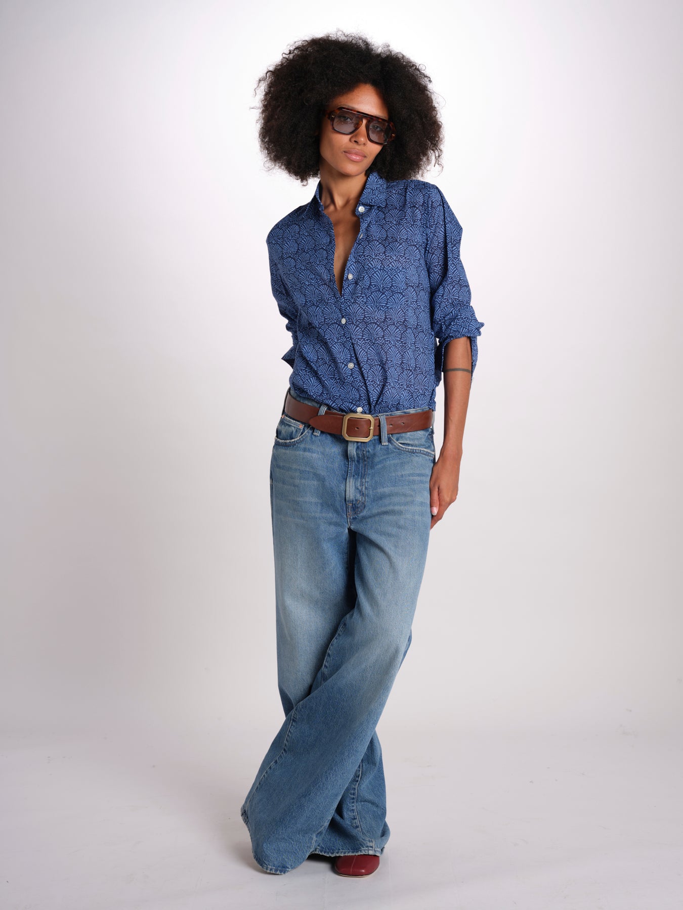 camicia KIPRO-502Y BLEU terre rouge 