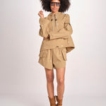 parka con fiorellini ricamati CROPPED TRAILHEAD OWJ01B575 KAKI the GREAT 