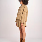 parka con fiorellini ricamati CROPPED TRAILHEAD OWJ01B575 KAKI the GREAT 