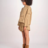 parka con fiorellini ricamati CROPPED TRAILHEAD OWJ01B575 KAKI the GREAT 