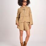 parka con fiorellini ricamati CROPPED TRAILHEAD OWJ01B575 KAKI the GREAT 