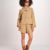 parka con fiorellini ricamati CROPPED TRAILHEAD OWJ01B575 KAKI the GREAT 