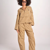 pantaloni con fiorellini ricamati THE EMBROIDERED OUTPOST OWB0008575 KHAKI the GREAT 