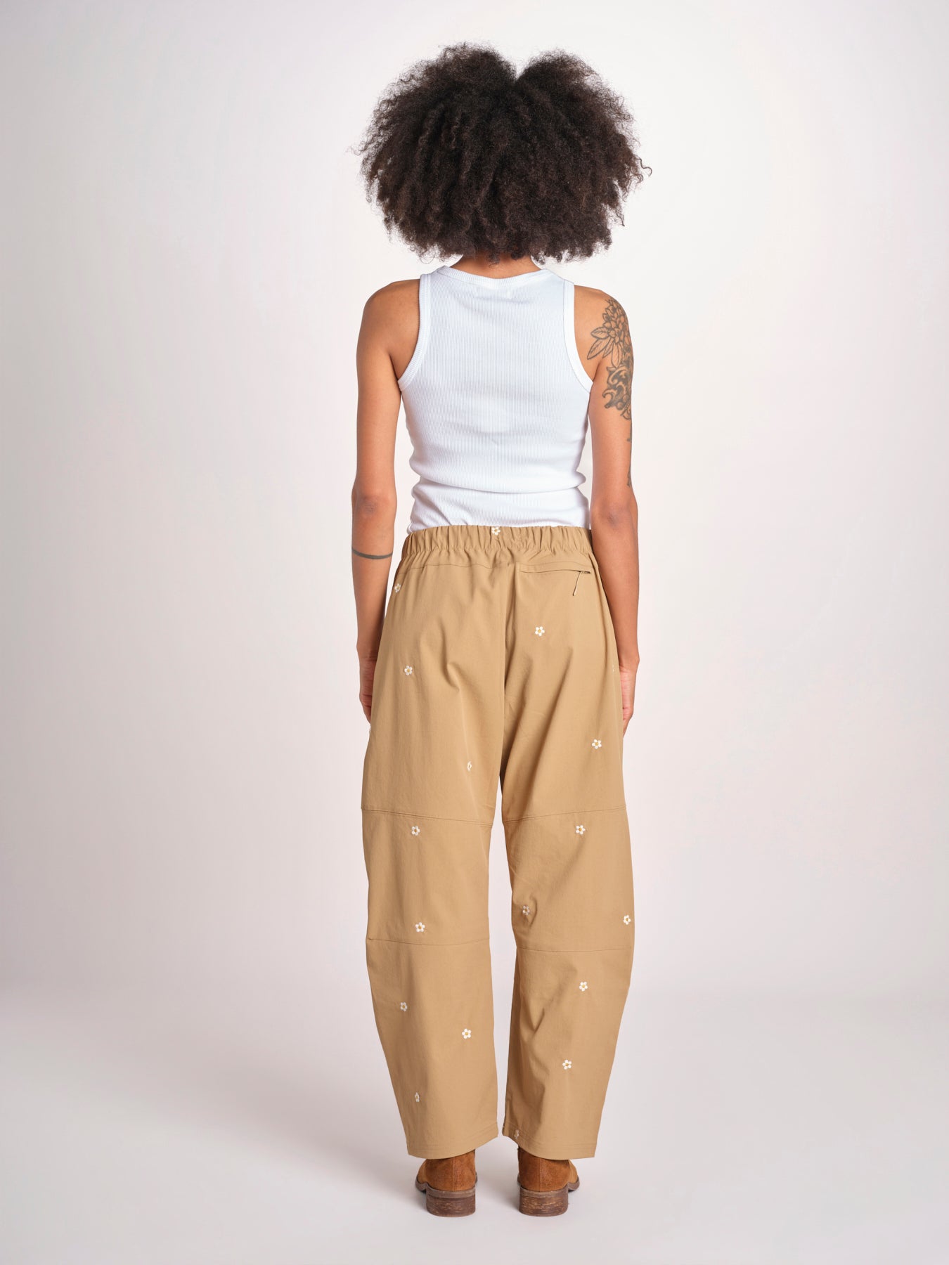 pantaloni con fiorellini ricamati THE EMBROIDERED OUTPOST OWB0008575 KHAKI the GREAT 