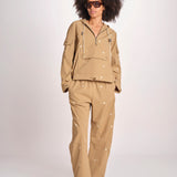 pantaloni con fiorellini ricamati THE EMBROIDERED OUTPOST OWB0008575 KHAKI the GREAT 