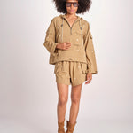 short con fiorellini ricamati THE EMBROIDERED OWB0007575 KAKI the GREAT 