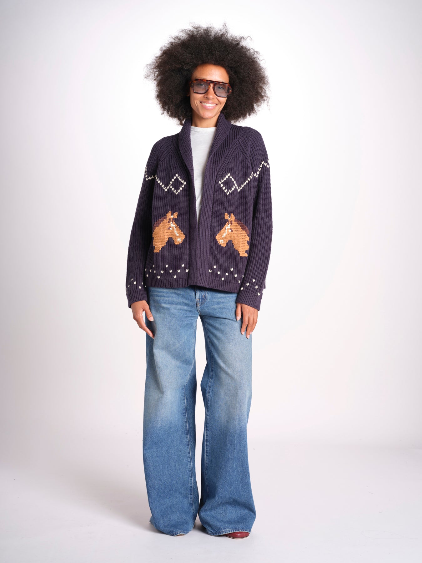 cardigan con cavalli THE HORSE LODGE S463682 NAVY the GREAT 