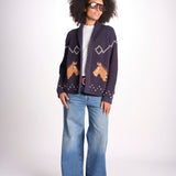 cardigan con cavalli THE HORSE LODGE S463682 NAVY the GREAT 
