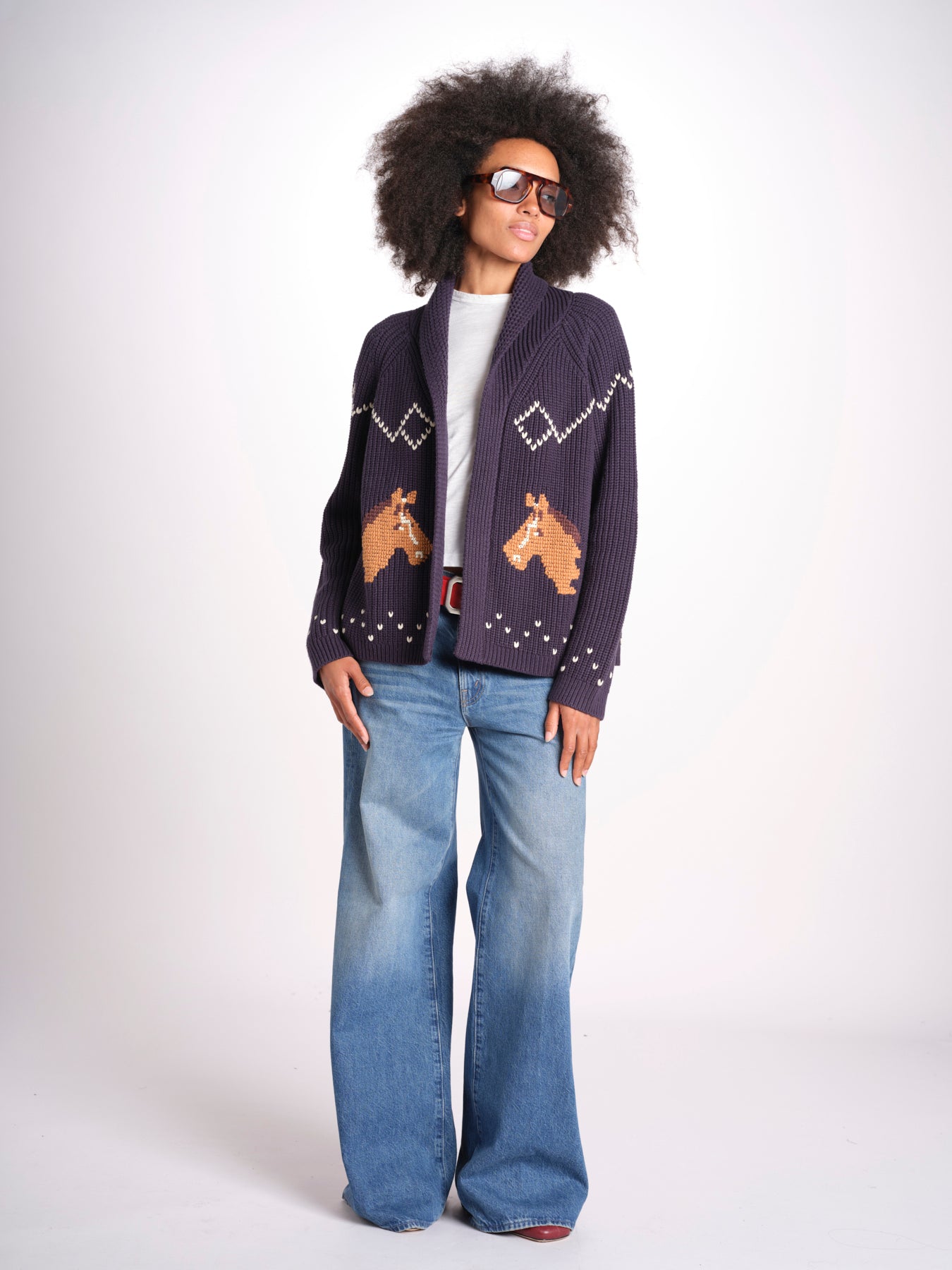 cardigan con cavalli THE HORSE LODGE S463682 NAVY the GREAT 