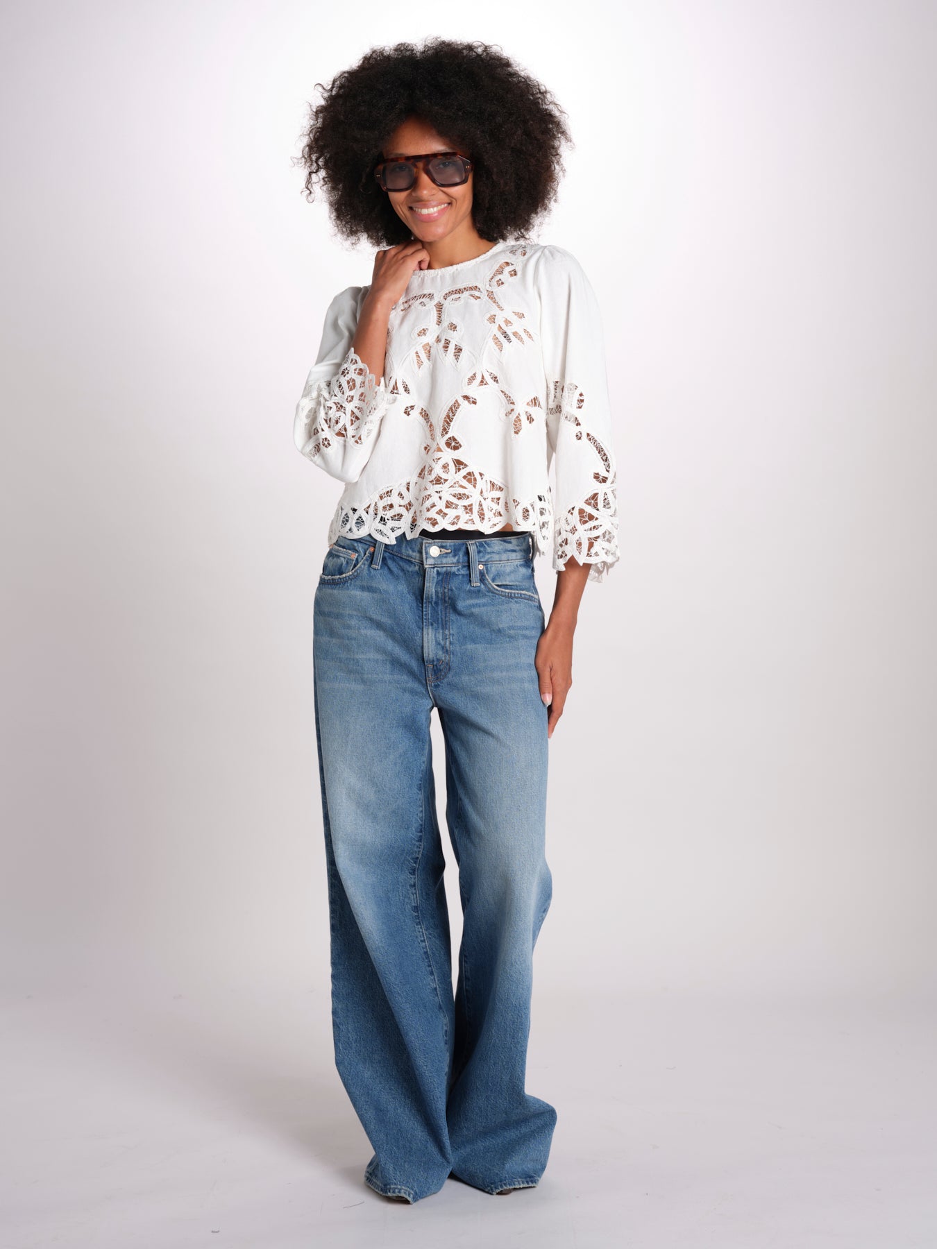 camicia con ricami THE PICNIC TOP T1460992 CREAM the GREAT 