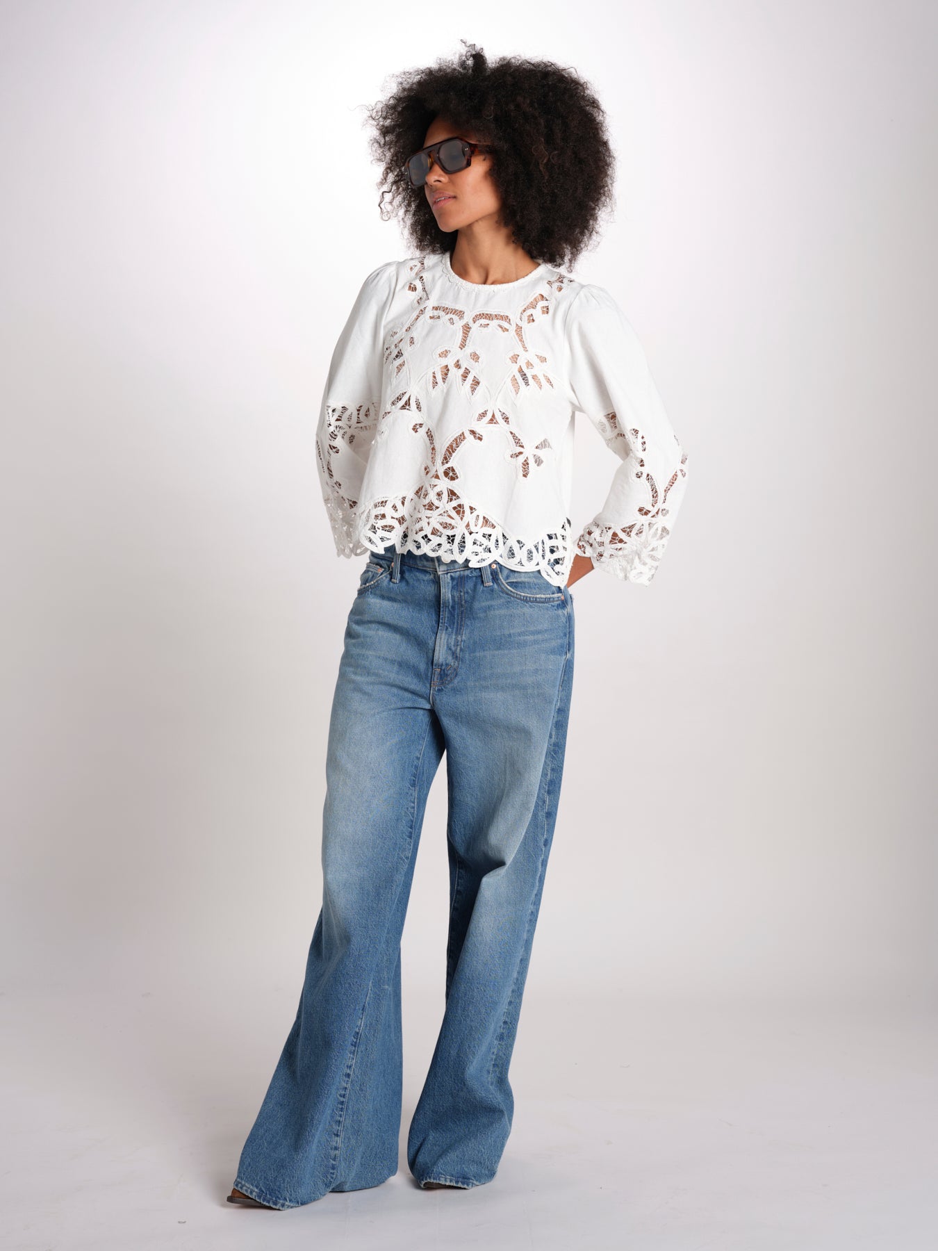 camicia con ricami THE PICNIC TOP T1460992 CREAM the GREAT 
