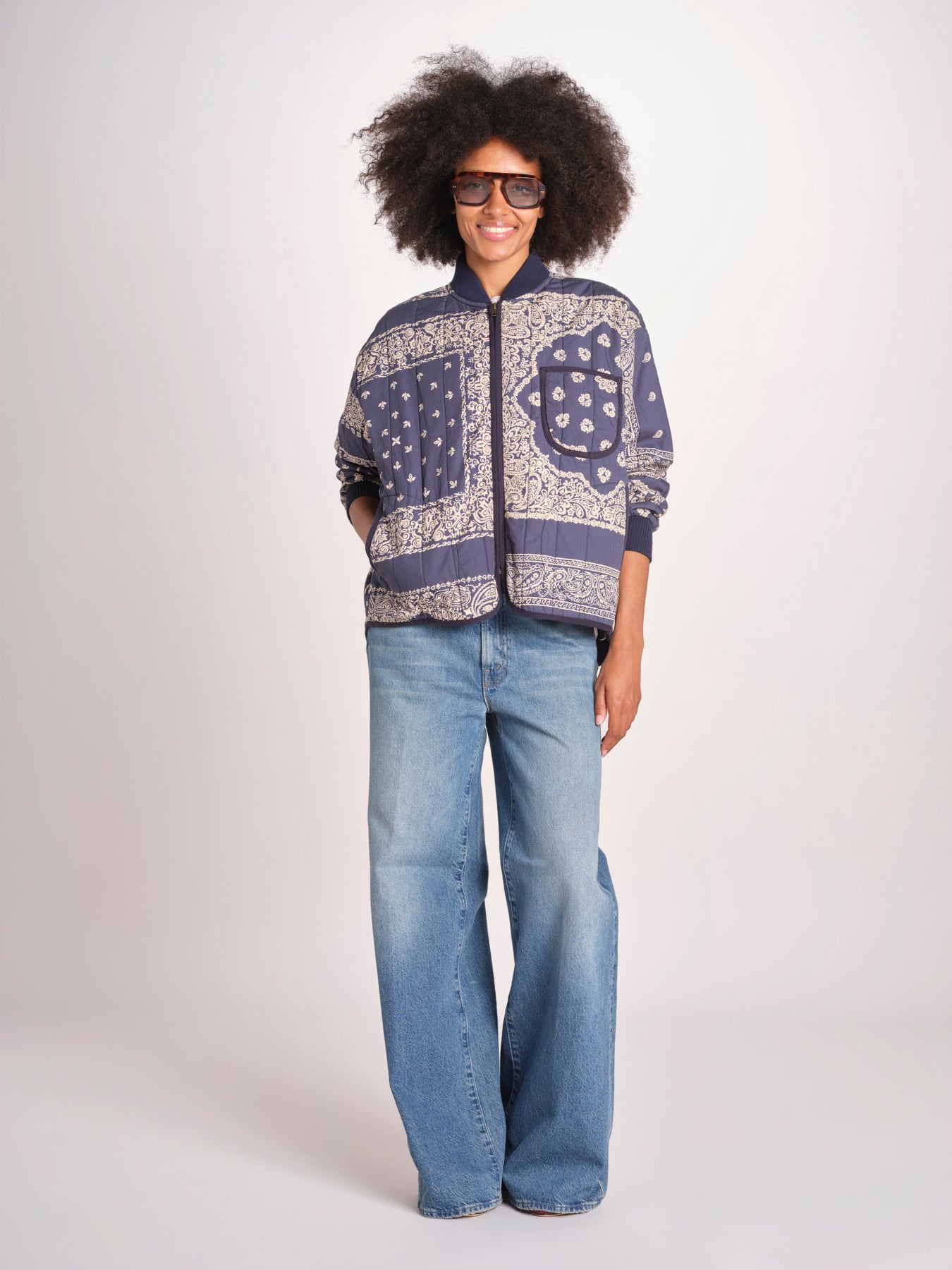 bomber stampa a bandana THE QUILTED BOMBER J270676BP NAVY the GREAT 