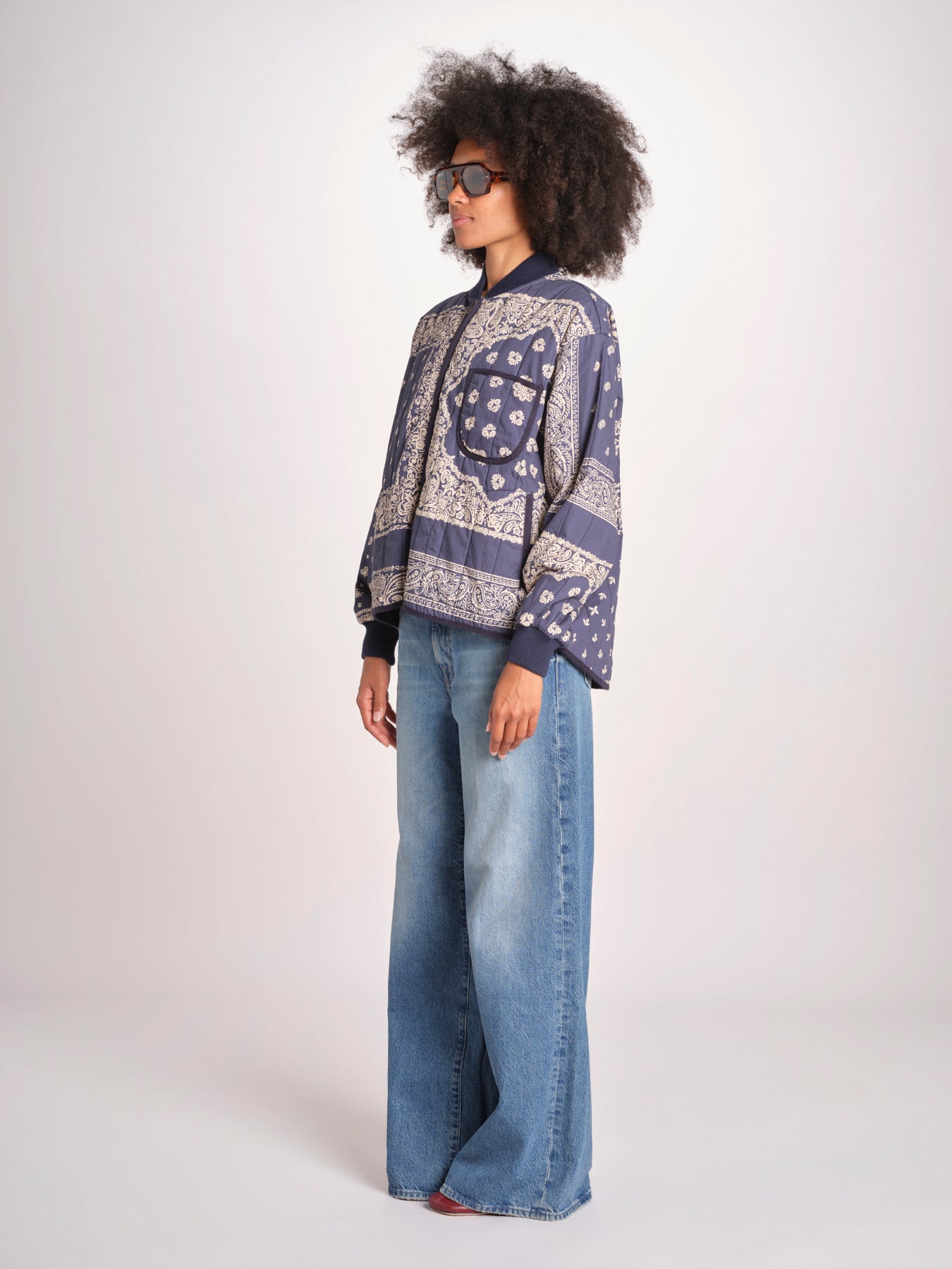 bomber stampa a bandana THE QUILTED BOMBER J270676BP NAVY the GREAT 