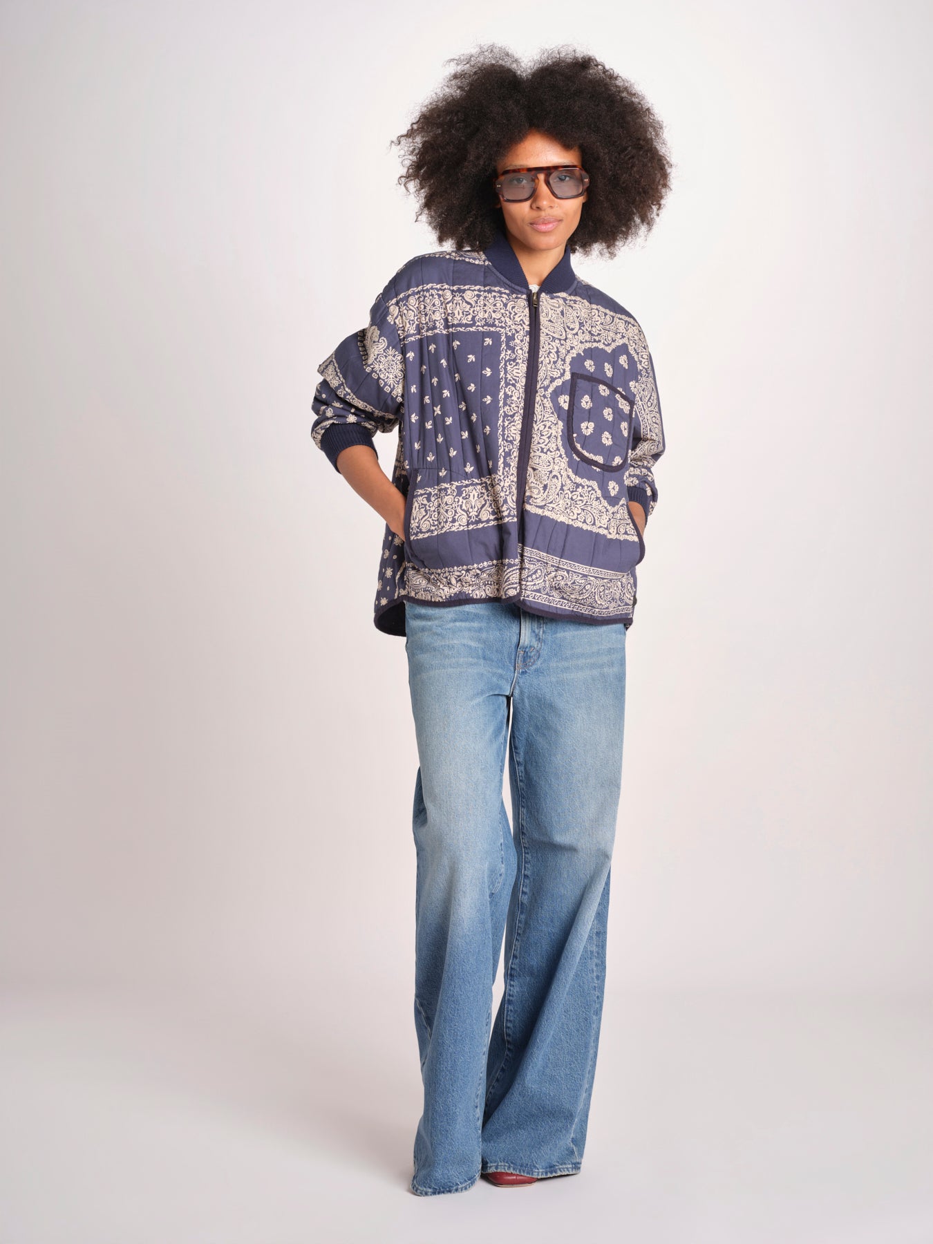 bomber stampa a bandana THE QUILTED BOMBER J270676BP NAVY the GREAT 