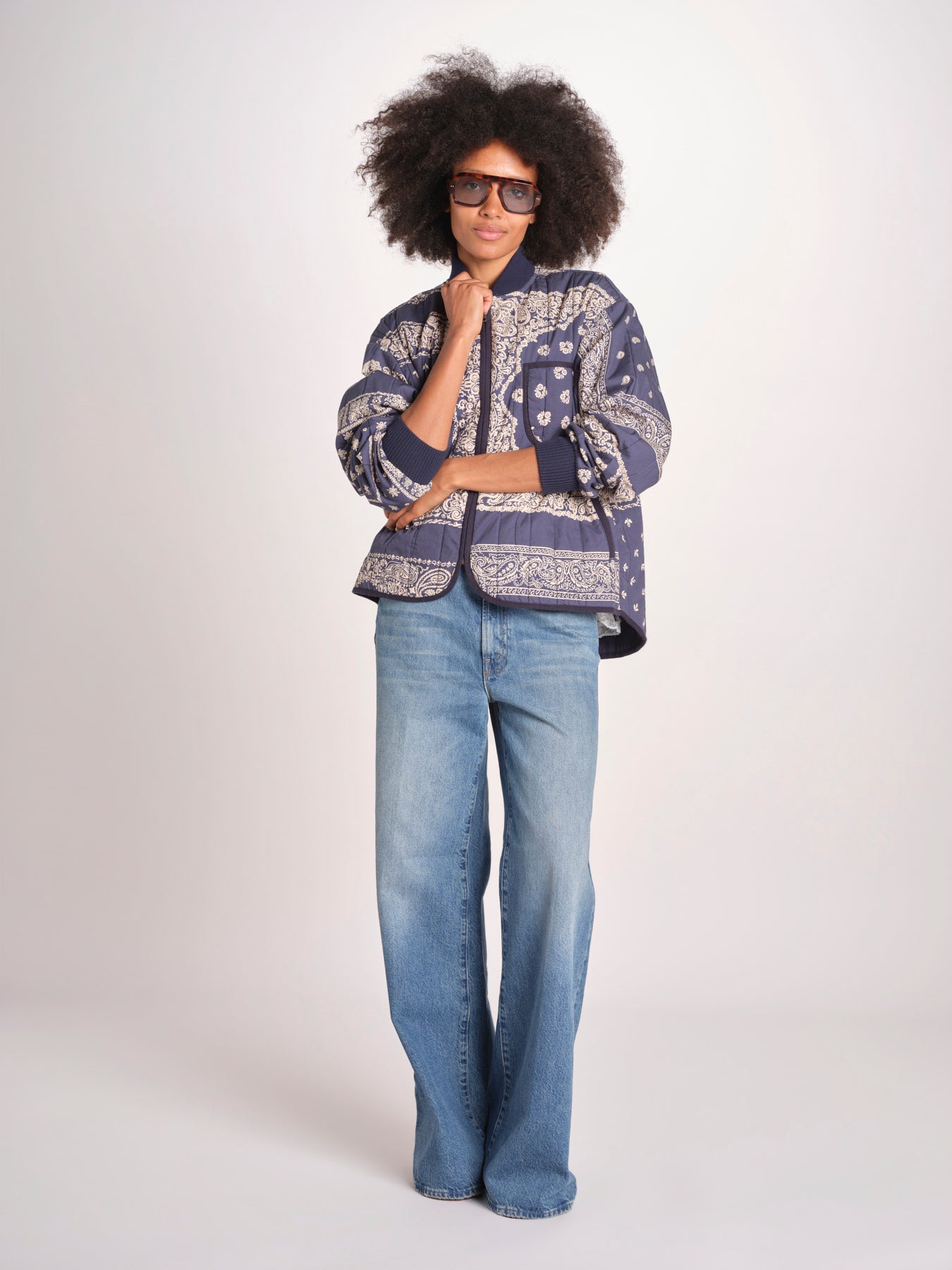 bomber stampa a bandana THE QUILTED BOMBER J270676BP NAVY the GREAT 