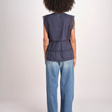 top in voille con pizzo THE SONNET TOP T1473435L NAVY the GREAT 