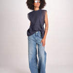 top in voille con pizzo THE SONNET TOP T1473435L NAVY the GREAT 
