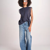 top in voille con pizzo THE SONNET TOP T1473435L NAVY the GREAT 