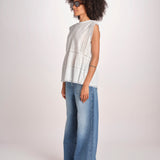 top in voille con pizzo THE SONNET TOP T1473435L TRUE WHITE the GREAT 
