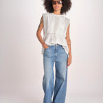 top in voille con pizzo THE SONNET TOP T1473435L TRUE WHITE the GREAT 