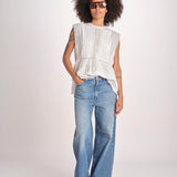 top in voille con pizzo THE SONNET TOP T1473435L TRUE WHITE the GREAT 