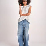 top in voille con pizzo THE SONNET TOP T1473435L TRUE WHITE the GREAT 