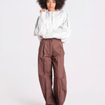 pantalone over con pinces in popeline BILLIE 3111 T0160 BROWN T0215 the latest 