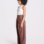 pantalone over con pinces in popeline BILLIE 3111 T0160 BROWN T0215 the latest 
