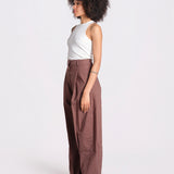 pantalone over con pinces in popeline BILLIE 3111 T0160 BROWN T0215 the latest 