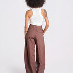 pantalone over con pinces in popeline BILLIE 3111 T0160 BROWN T0215 the latest 