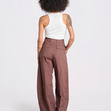 pantalone over con pinces in popeline BILLIE 3111 T0160 BROWN T0215 the latest 