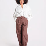 pantalone over con pinces in popeline BILLIE 3111 T0160 BROWN T0215 the latest 