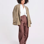 pantalone over con pinces in popeline BILLIE 3111 T0160 BROWN T0215 the latest 