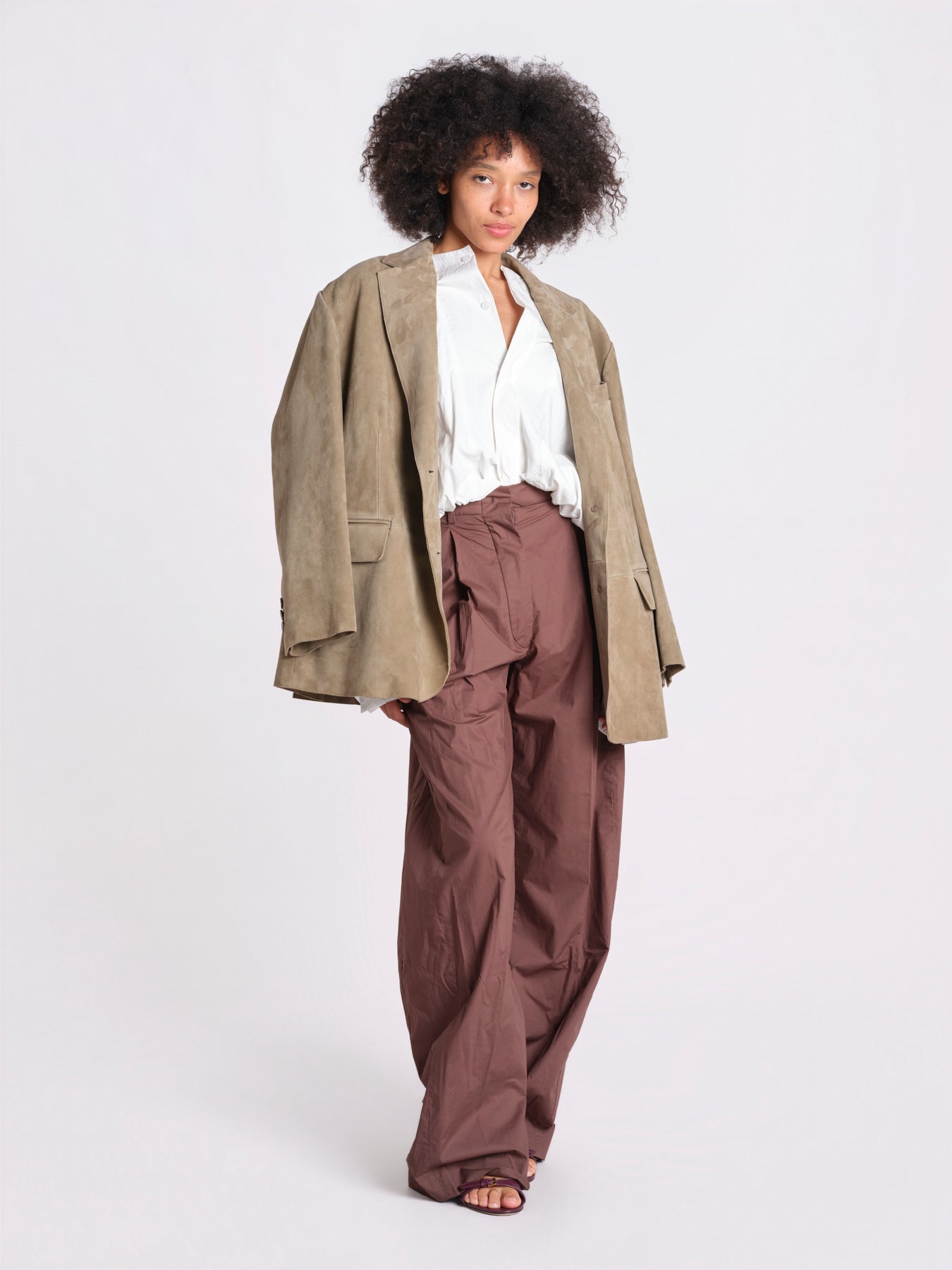 pantalone over con pinces in popeline BILLIE 3111 T0160 BROWN T0215 the latest 