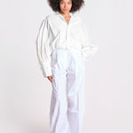 pantalone over con pinces in popeline BILLIE 3111 T0160 WHITE T0001 the latest 