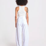 pantalone over con pinces in popeline BILLIE 3111 T0160 WHITE T0001 the latest 