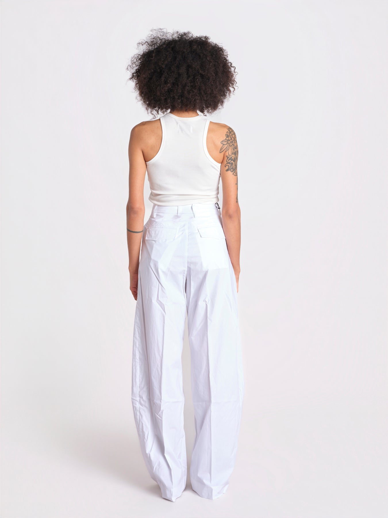pantalone over con pinces in popeline BILLIE 3111 T0160 WHITE T0001 the latest 