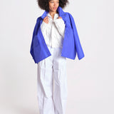 pantalone over con pinces in popeline BILLIE 3111 T0160 WHITE T0001 the latest 