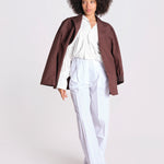 pantalone over con pinces in popeline BILLIE 3111 T0160 WHITE T0001 the latest 