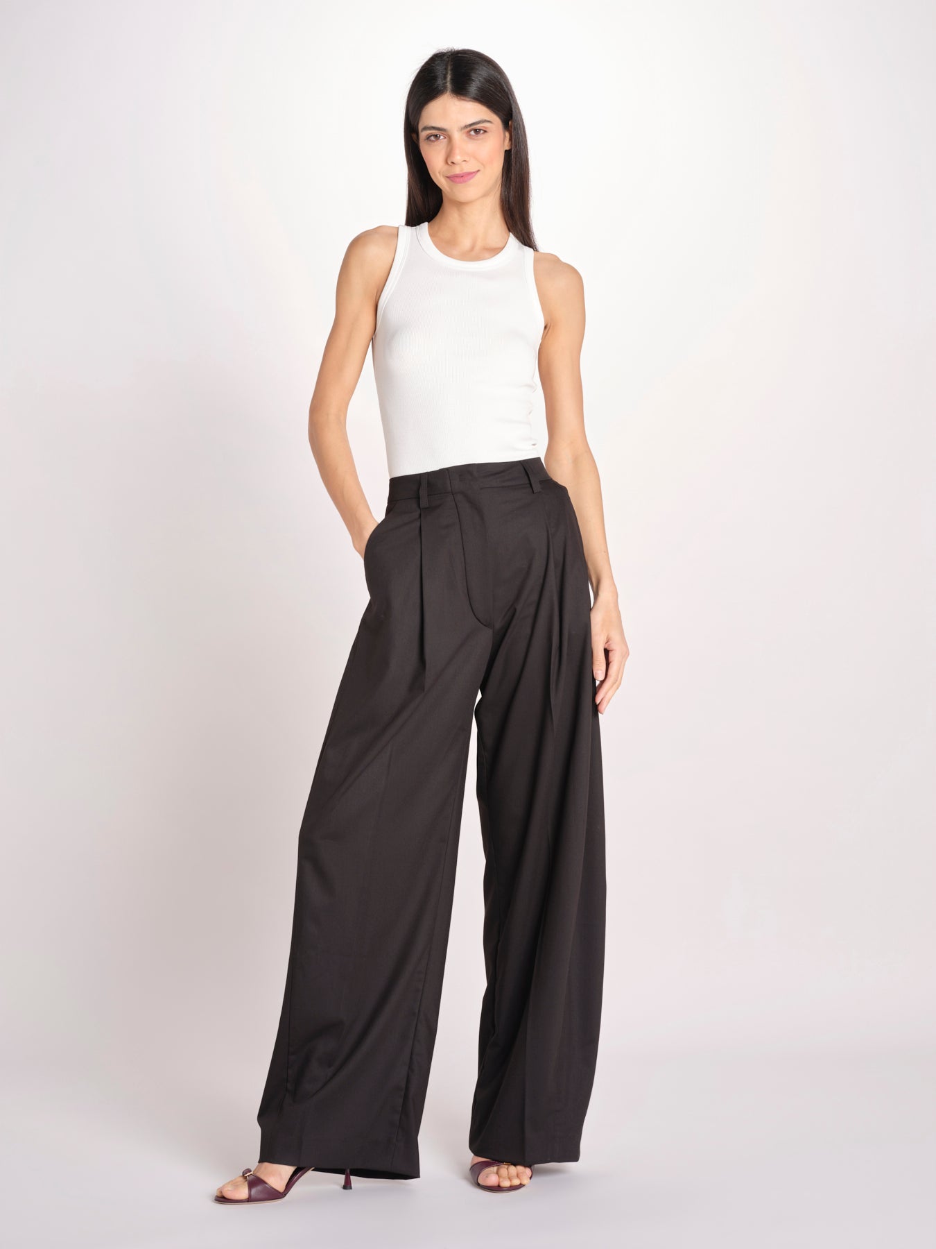 pantalone over con pinces BILLIE 3111 T0162 BLACK T0002 the latest 