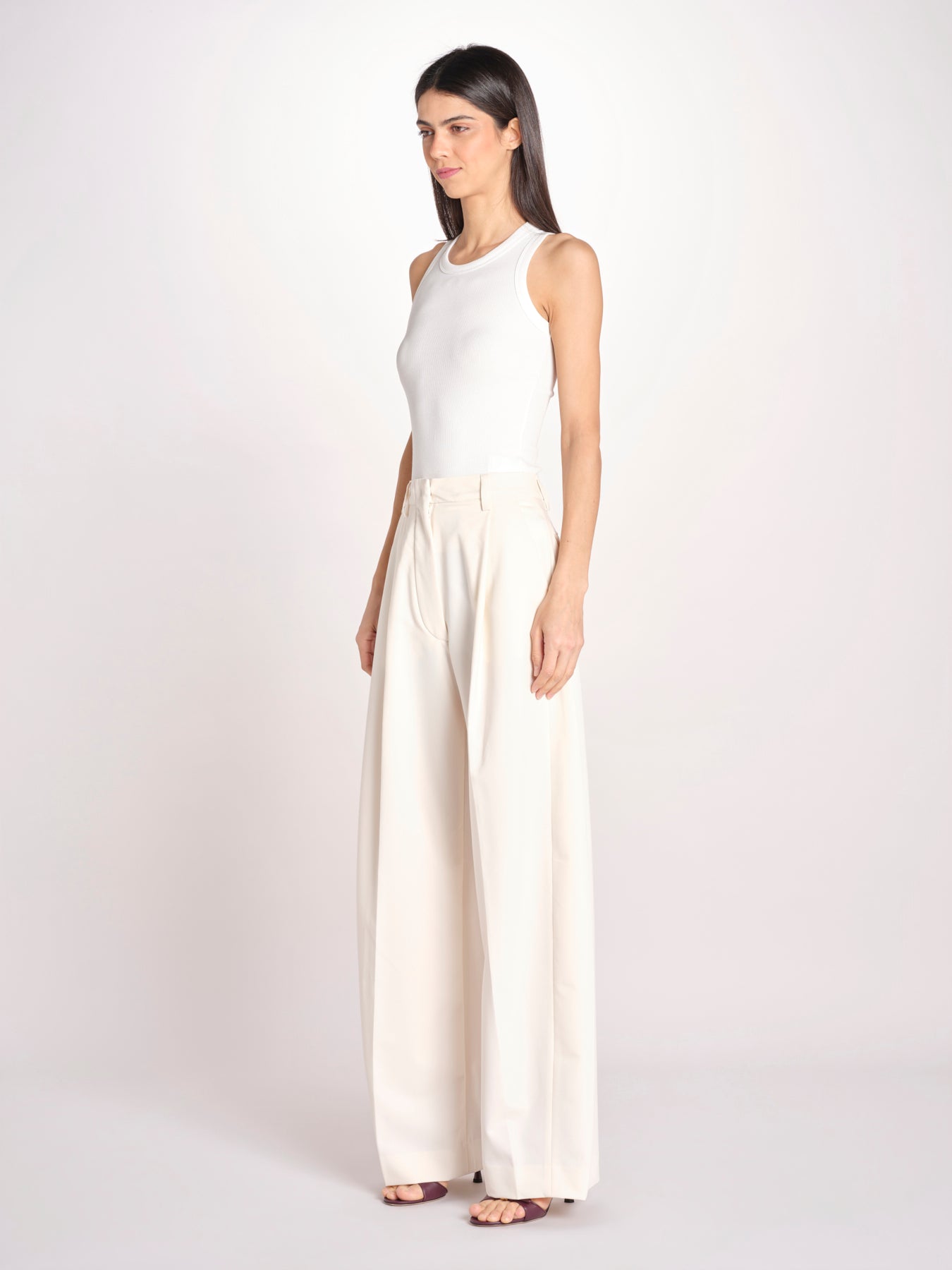 pantalone over con pinces BILLIE 3111 T0162 MILK T0416 the latest 