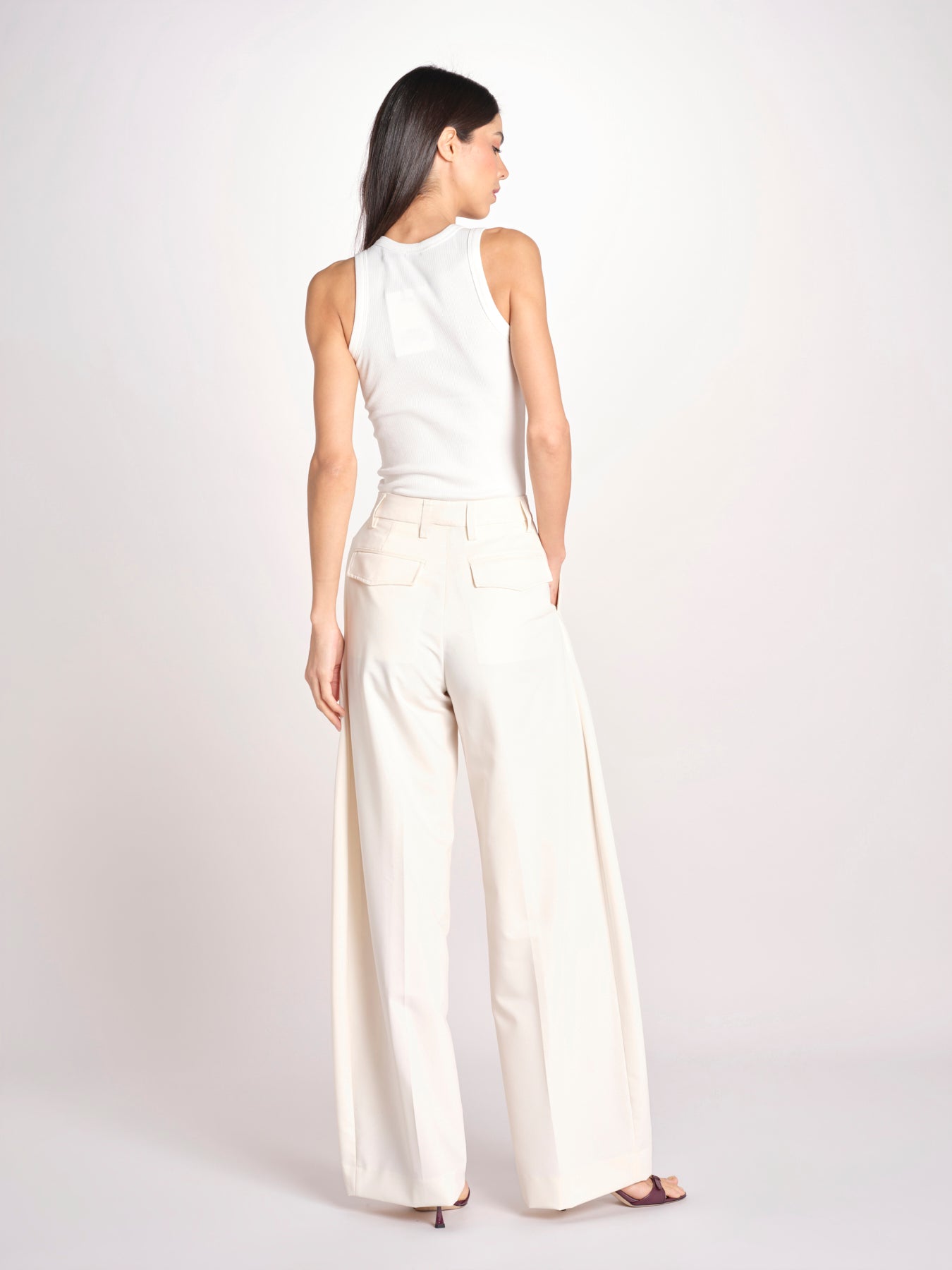 pantalone over con pinces BILLIE 3111 T0162 MILK T0416 the latest 