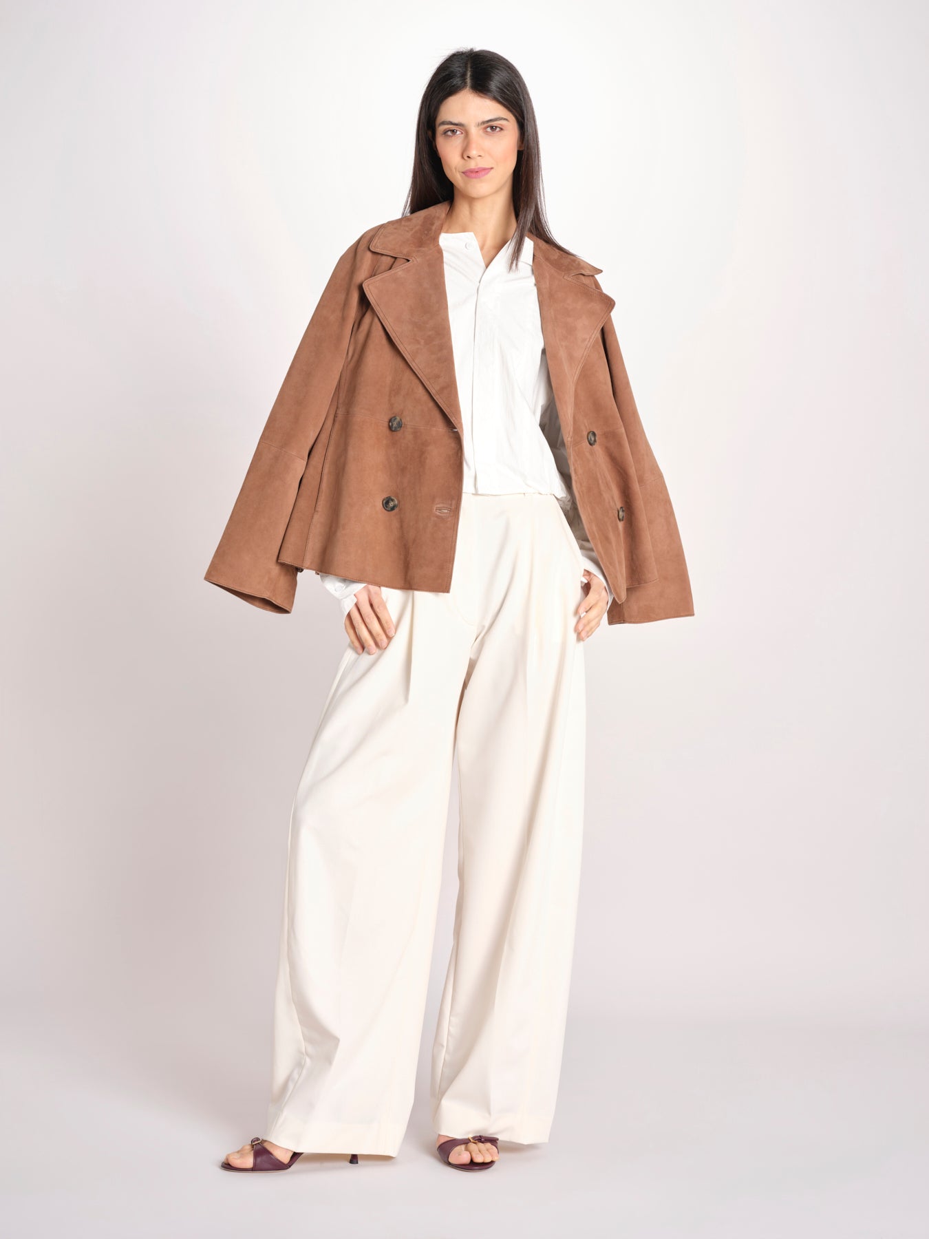 pantalone over con pinces BILLIE 3111 T0162 MILK T0416 the latest 