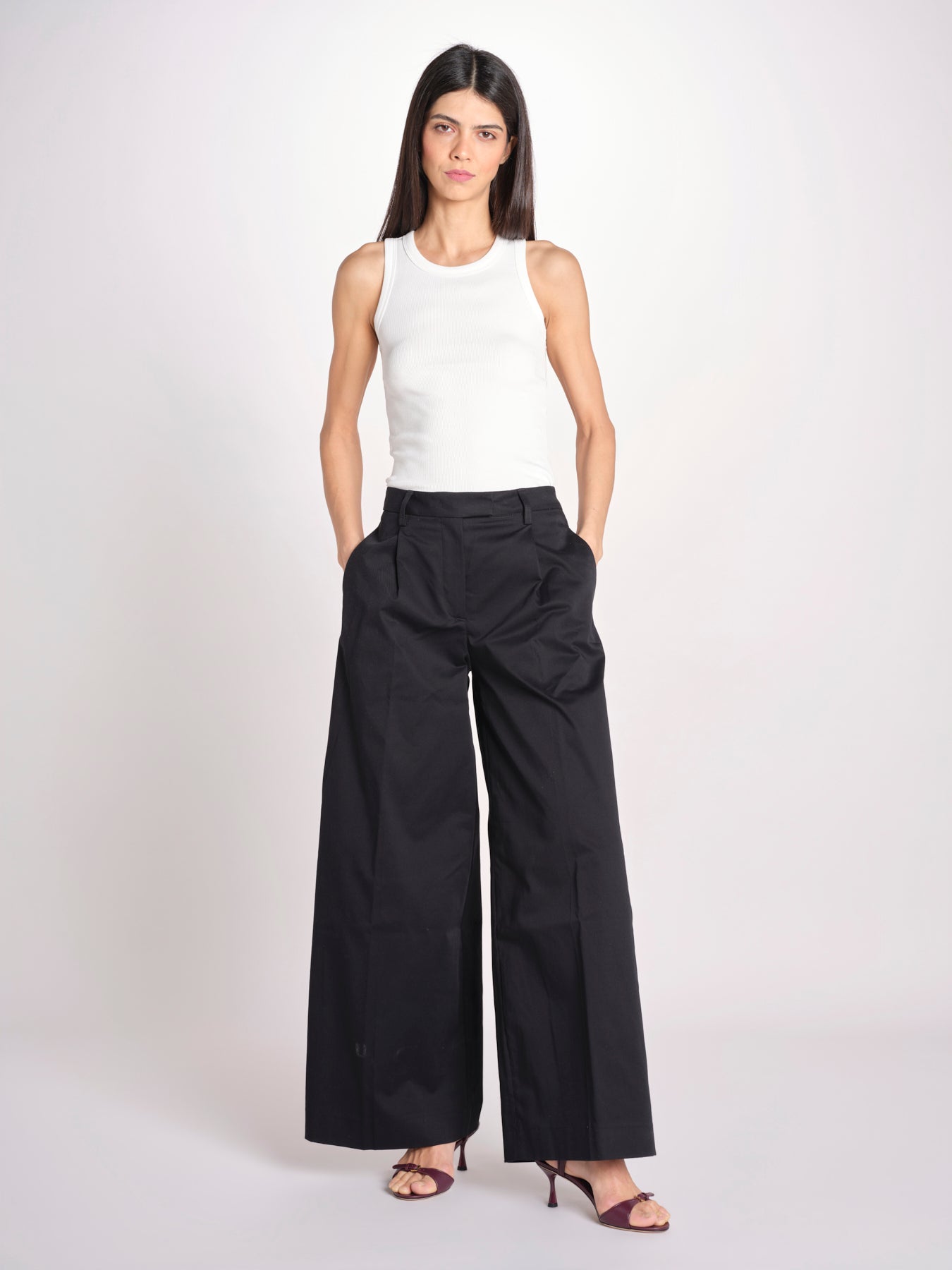 pantalone a vita bassa in gabardina DEVA T3118 T0176 BLACK T0002 the latest 