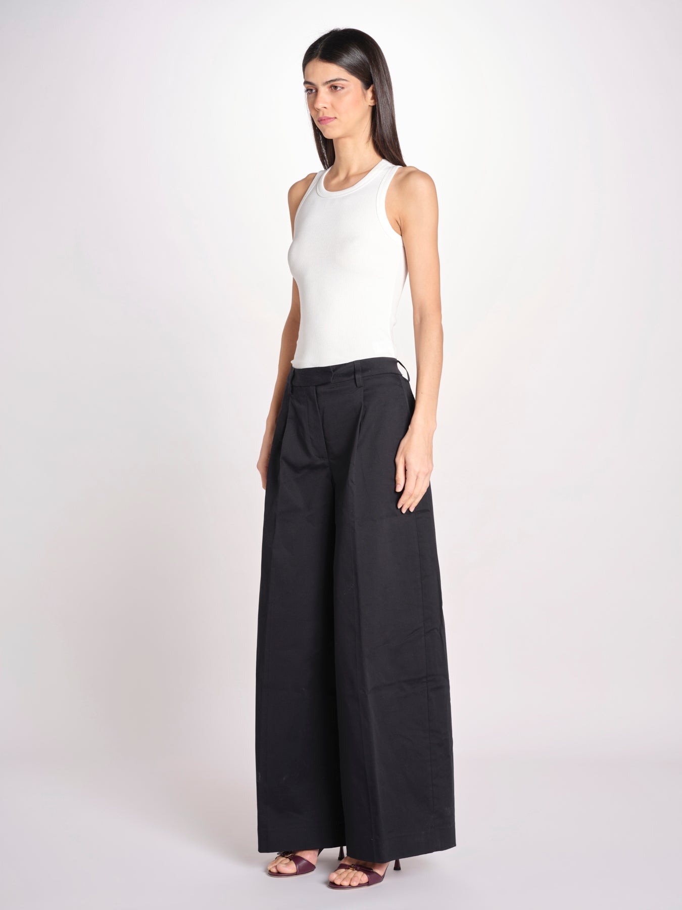 pantalone a vita bassa in gabardina DEVA T3118 T0176 BLACK T0002 the latest 