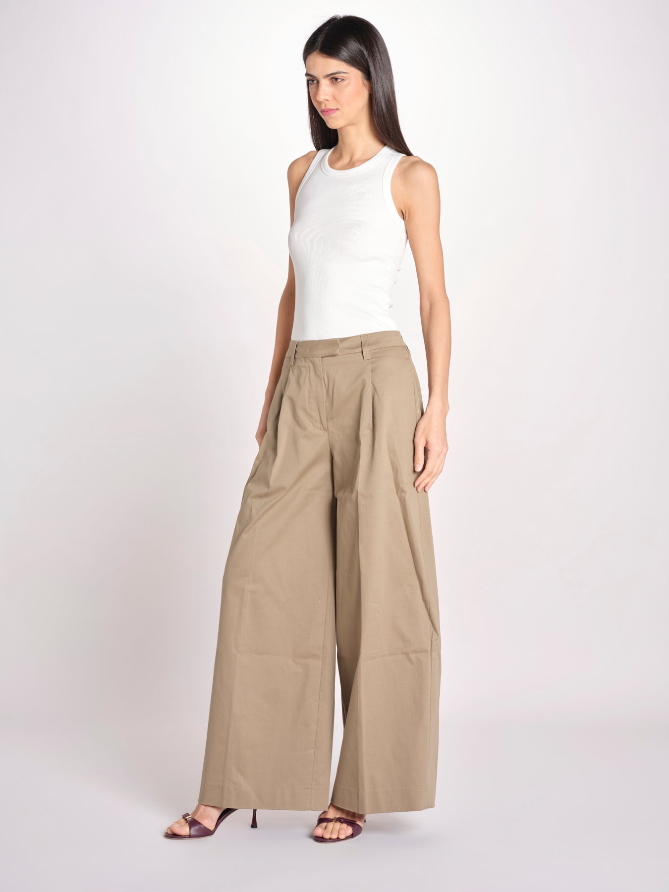 pantalone a vita bassa in gabardina DEVA T3118 T0176 COGNAC T0031 the latest 