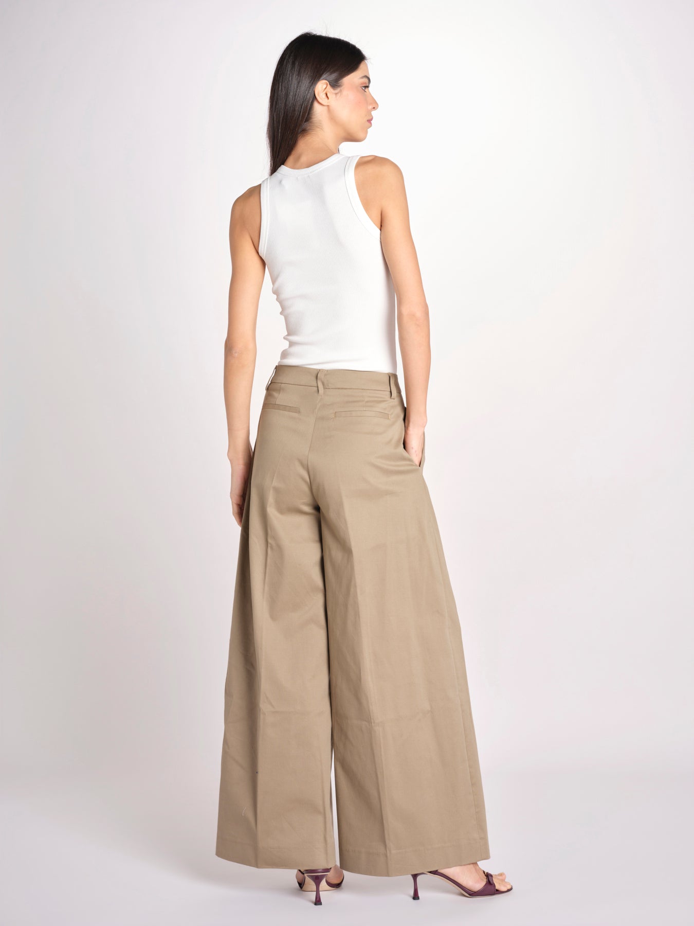 pantalone a vita bassa in gabardina DEVA T3118 T0176 COGNAC T0031 the latest 