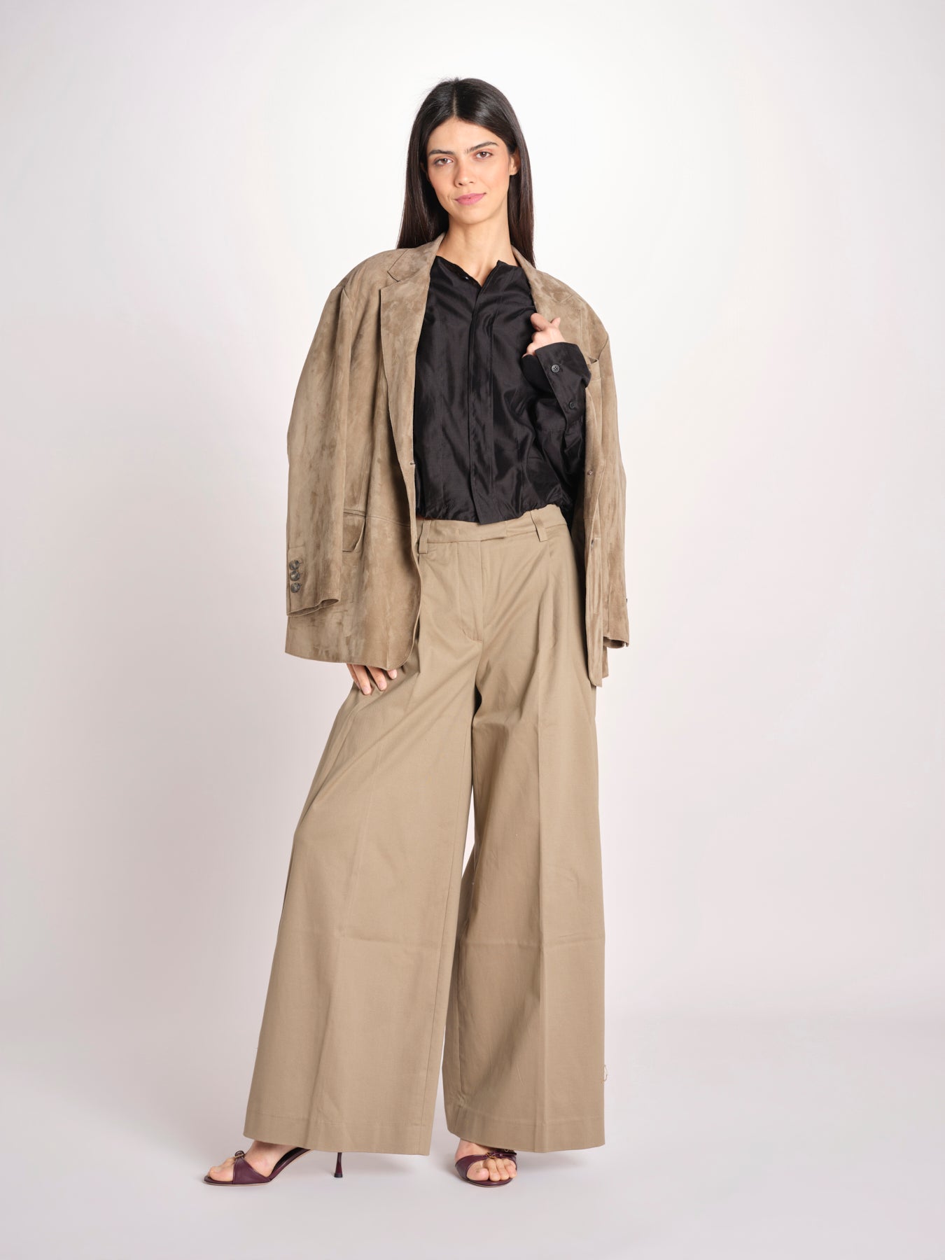 pantalone a vita bassa in gabardina DEVA T3118 T0176 COGNAC T0031 the latest 