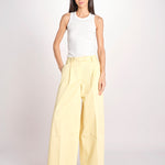 pantalone a vita bassa in gabardina DEVA T3118 T0176 LIGHT YELLOW the latest 