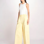 pantalone a vita bassa in gabardina DEVA T3118 T0176 LIGHT YELLOW the latest 